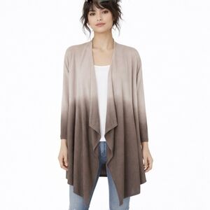 Barefoot Dreams ChicLite Open Front Waterfall Cardigan Ombre Stone Cocoa S/M